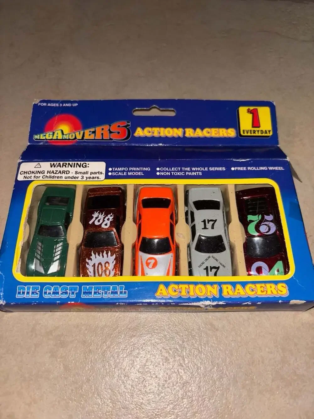 MegaMovers Action Racers Die-Cast Metal Toy Cars 5-Pack